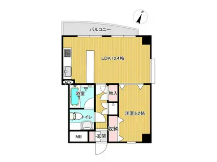 マーキュリーシティ壱番館(1LDK/2階)の間取り写真