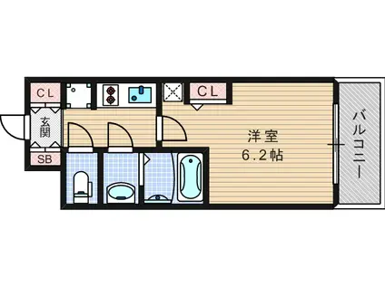 エステムコートディアシティウエスト(1K/7階)の間取り写真