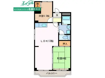 ドミールアローウィステリア(2LDK/2階)の間取り写真