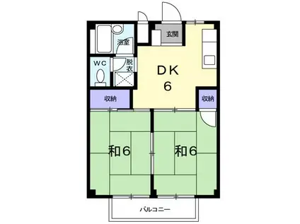 コーポ坪井(2DK/2階)の間取り写真