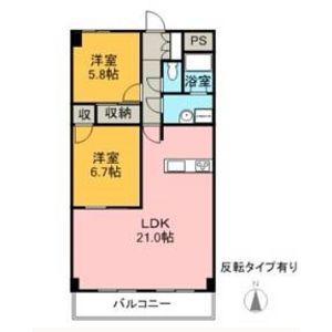 プロミネント四日市(2LDK/5階)の間取り写真