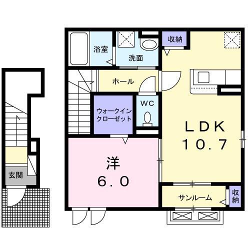 メゾンドポプリ(1LDK/2階)の間取り写真