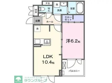 ＪＲ中央線 西八王子駅 徒歩16分 3階建 築1年(1LDK/2階)の間取り写真