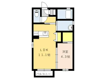 ブランエールM棟(1LDK/2階)の間取り写真