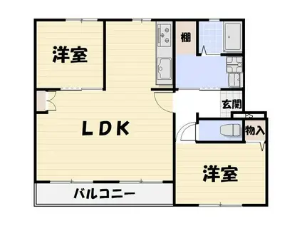 幸町レジデンス(2LDK/1階)の間取り写真