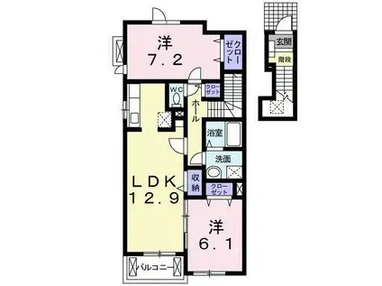 パルティーレII(2LDK/2階)の間取り写真