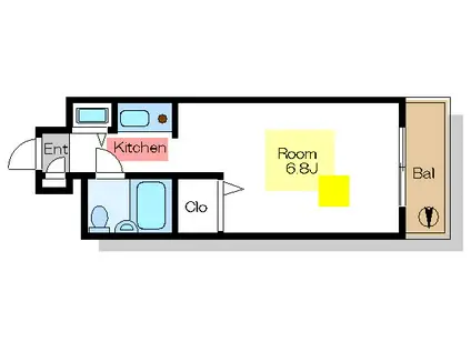 エビス西大島(ワンルーム/4階)の間取り写真