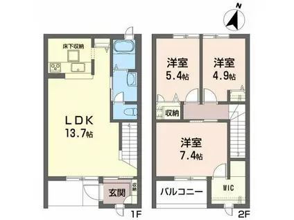 クレール(3LDK/1階)の間取り写真