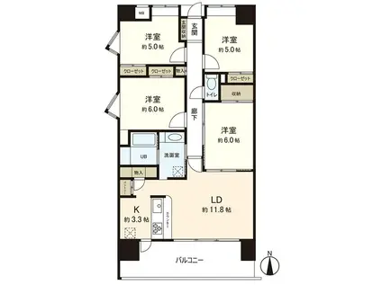 MFPRコート宮町(4LDK/8階)の間取り写真