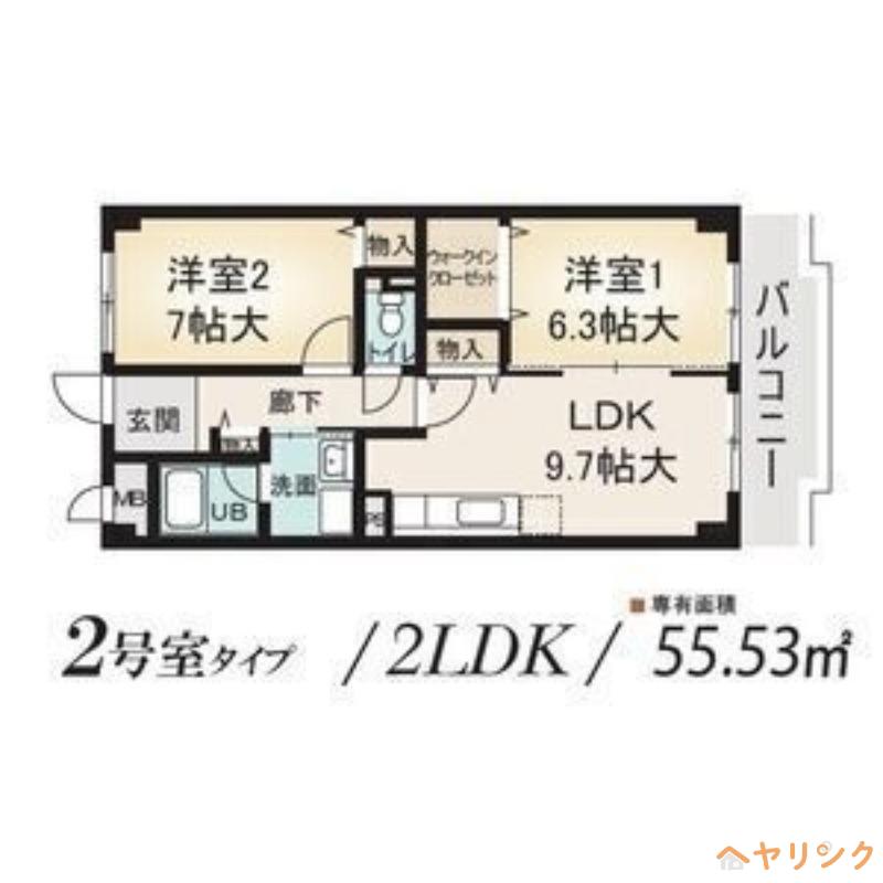 ウィルあじま(2LDK/1階)の間取り写真