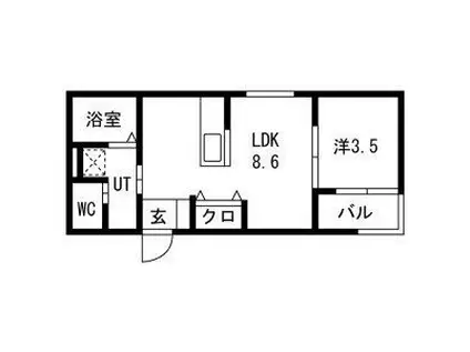 スターブル野並(1LDK/2階)の間取り写真