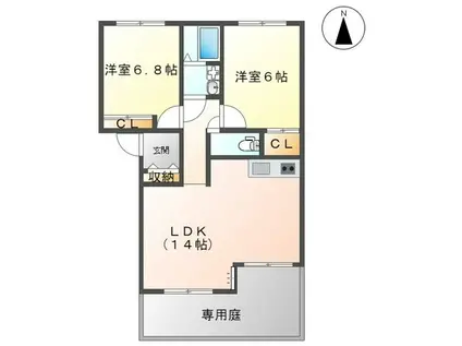 アムールハイツIII(2LDK/1階)の間取り写真