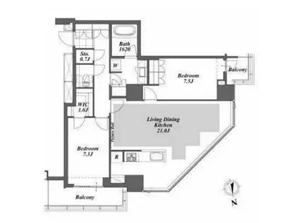 BRILLIA IST TOWER 勝どき(2LDK/30階)の間取り写真