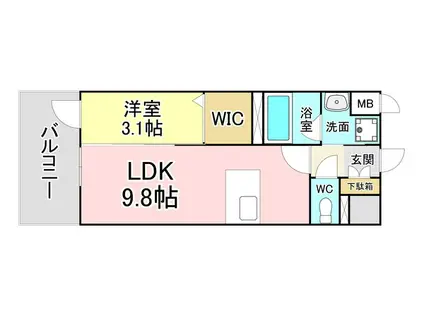 デザイナープリンセス旦過(1LDK/6階)の間取り写真