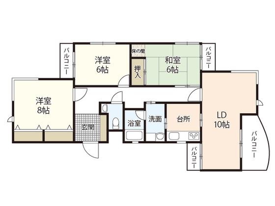 古江東ホームズ(3LDK/2階)の間取り写真