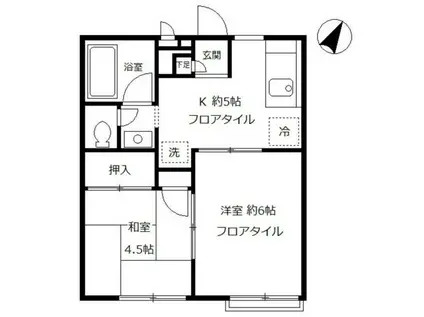 サニーヒル・ヒバリI(2K/2階)の間取り写真