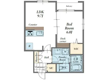 ジョイアークス世田谷中町(1LDK/2階)の間取り写真