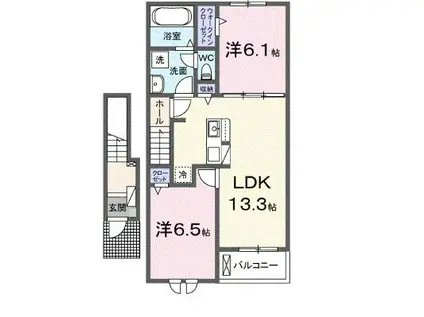 アクア B(2LDK/2階)の間取り写真