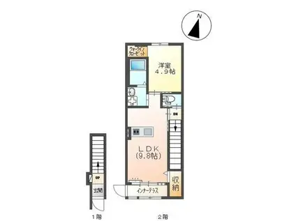 ディアドリームII(1LDK/2階)の間取り写真