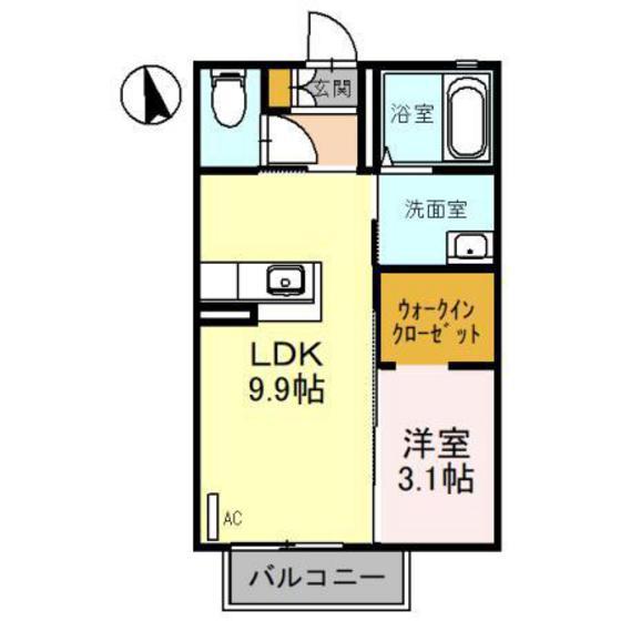 サンフール三上 A棟(1LDK/1階)の間取り写真