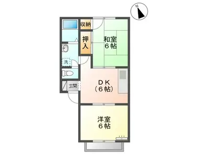 シャトー栄町(2DK/2階)の間取り写真