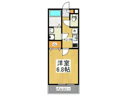 ルネスガーデン(1K/1階)の間取り写真