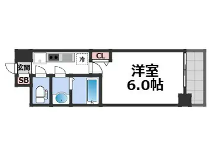 ワールドアイ大阪城イーストIII(1K/2階)の間取り写真