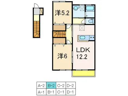 CACHETTE-カシェット-(2LDK/2階)の間取り写真