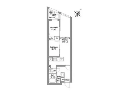 コンフォリア・リヴ渋谷本町(2LDK/3階)の間取り写真