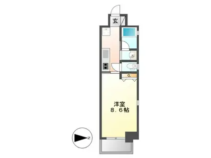 セレニティー名駅(1K/10階)の間取り写真