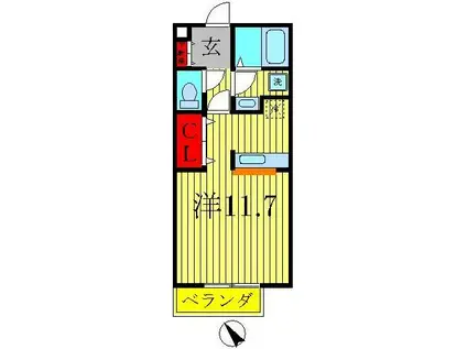 キャトルセゾン(ワンルーム/2階)の間取り写真