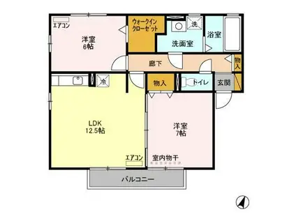 グリーンアレイ(2LDK/2階)の間取り写真