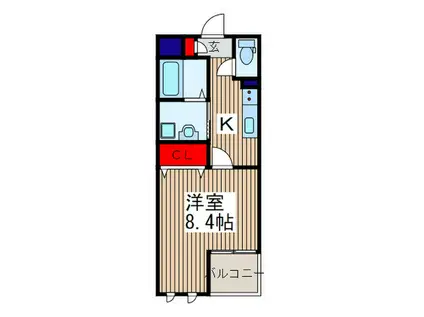 ウインズコート(1K/2階)の間取り写真