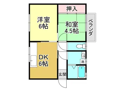 メゾン真野浜(2DK/2階)の間取り写真