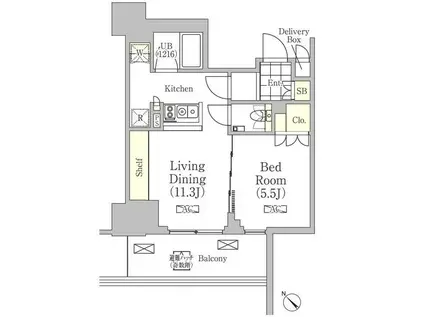 メゾンカルム日本橋馬喰町(1LDK/5階)の間取り写真