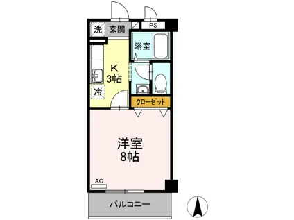 リビングタウン厚木(1K/2階)の間取り写真