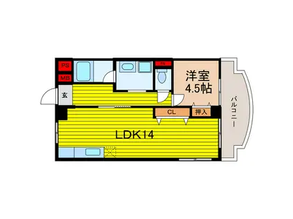 第一双基(1LDK/6階)の間取り写真
