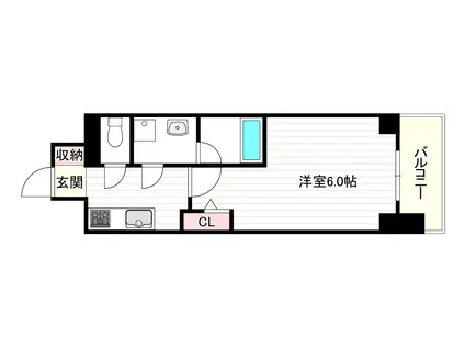 リヴェント難波ウエスト(1K/2階)の間取り写真