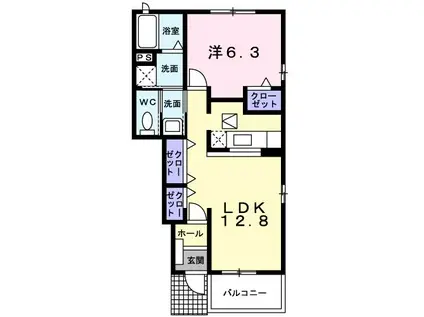 パストラルII(1LDK/1階)の間取り写真