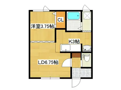 サンワハイツA(1LDK/2階)の間取り写真