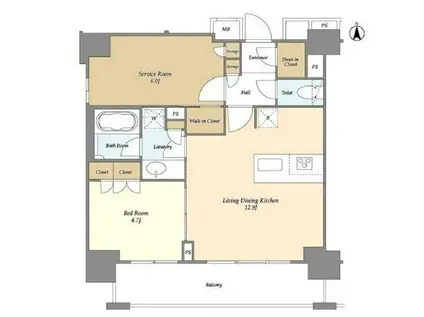 ORME COURT NIPPORI イースト(1SLDK/7階)の間取り写真