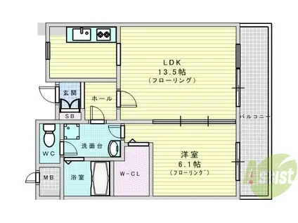 カルム緑地公園3(1LDK/5階)の間取り写真