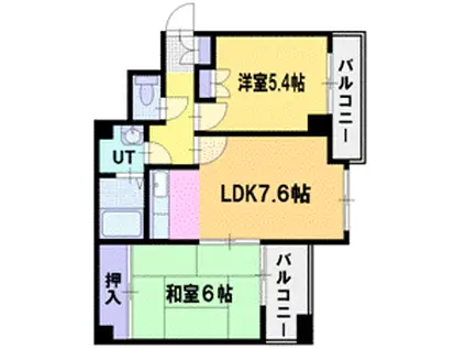 エスティ32(2LDK/6階)の間取り写真