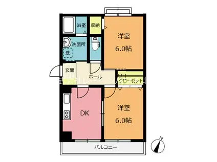 ステイブル栗原(2DK/2階)の間取り写真