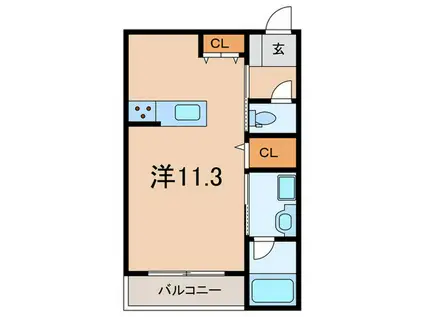 グランディール清華II(ワンルーム/1階)の間取り写真