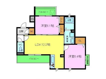 シャーメゾンスピカ(2LDK/2階)の間取り写真