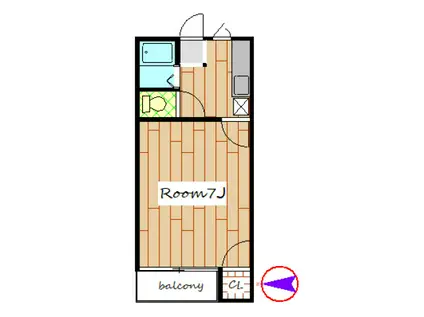 コーポリラ(1K/2階)の間取り写真