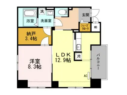 名駅アイサンメゾン(1LDK/10階)の間取り写真