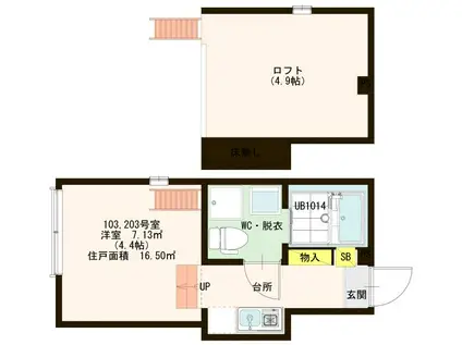 アルストロメリア(1K/2階)の間取り写真