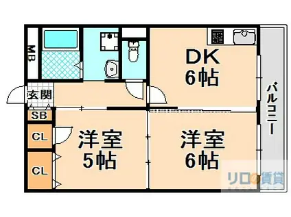 中島マンション(2DK/1階)の間取り写真
